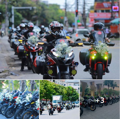 Mới đây trên MXH xuất hiện những hình ảnh về một đám cưới được tổ chức ở Hà Tĩnh với dàn moto siêu khủng. Ảnh: Nông thôn Việt