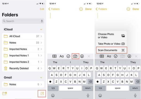 Mở ứng dụng Notes trên màn hình. Tạo một ghi chú mới sau đó bấm vào biểu tượng camera phía trên bên phải. Chọn Scan Documents trên thanh menu. Khi camera đã mở, tập trung vào văn bản muốn quét. Để ý phần đánh dấu màu vàng trên văn bản. Ứng dụng sẽ tự động chụp hoặc người dùng có thể nhấn vào nút chụp ảnh để bắt đầu quét. Người dùng có thể chỉnh đường biên hoặc nội dung nếu cần. Hoàn thành bằng cách lưu văn bản vừa quét.