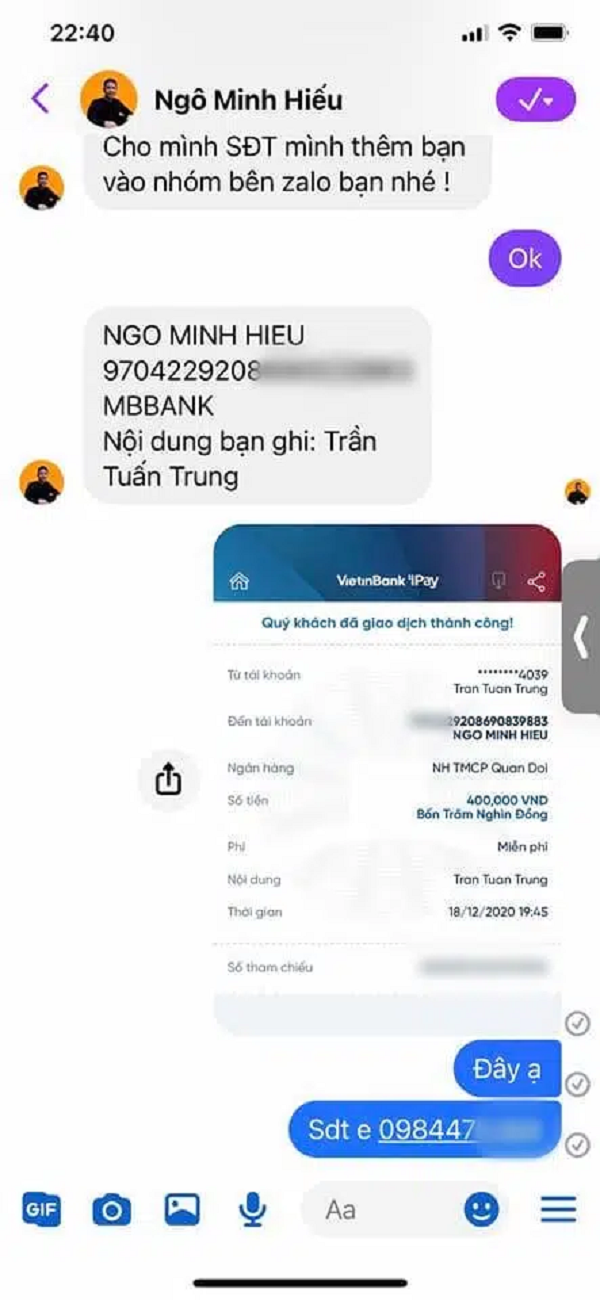 Vì số tài khoản cùng họ và tên với Hiếu PC nên rất nhiều người đã bị "dính bẫy".
