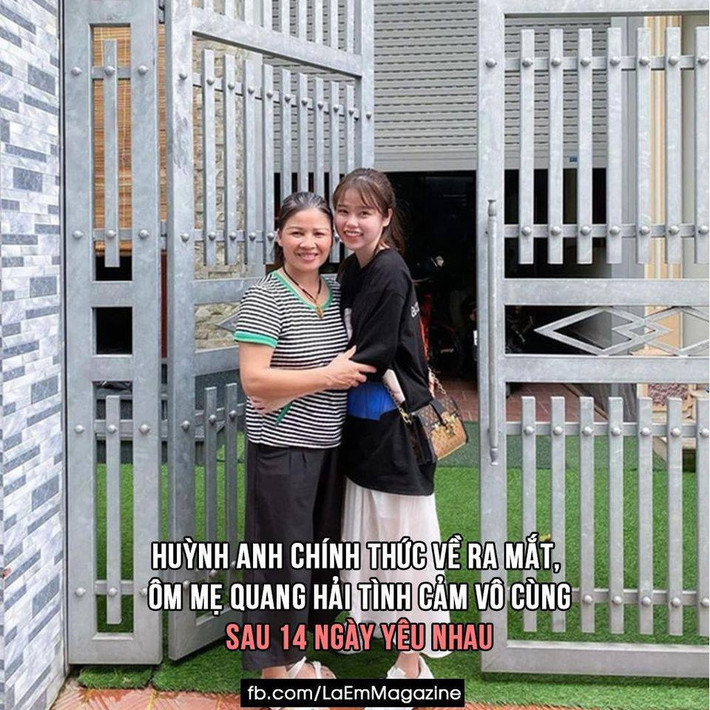 Mối tình của họ tiến triển khá nhanh, sau 14 ngày yêu nhau Huỳnh Anh đã về nhà ra mắt gia đình Quang Hải.