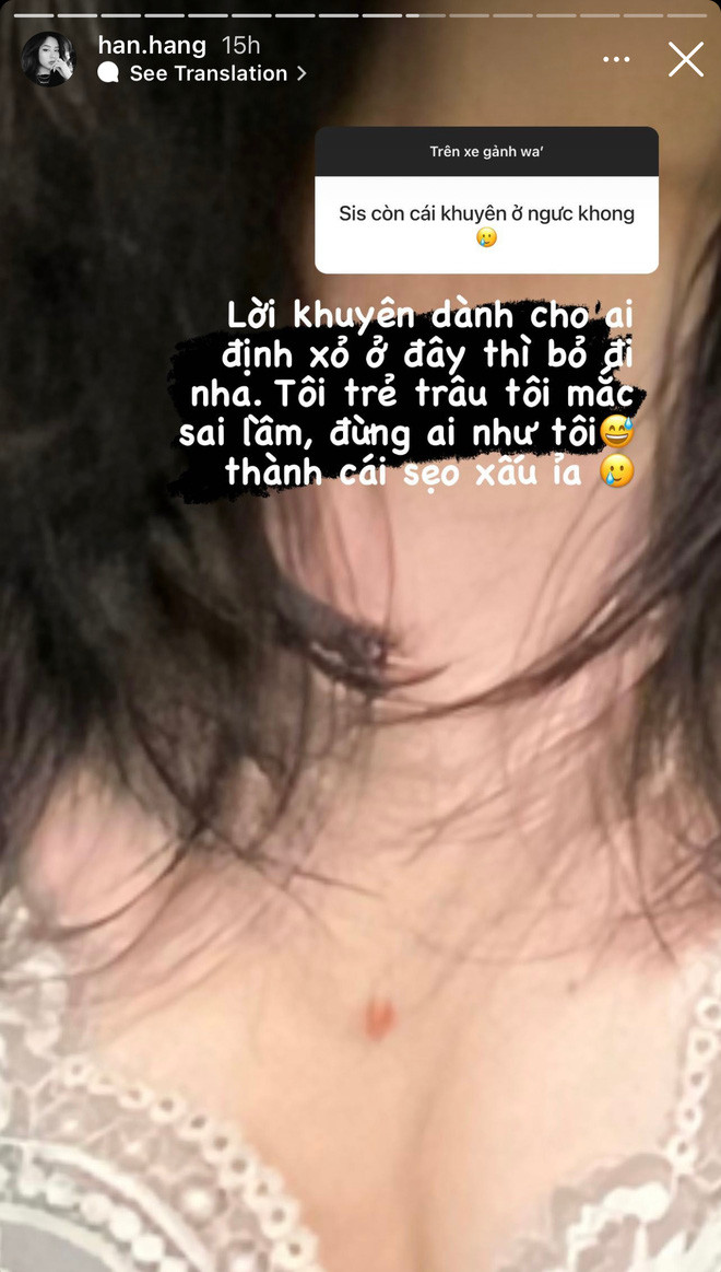 Bên cạnh đó, bạn gái cũ của Huyme cũng tranh thủ tiết lộ luôn "sai lầm tuổi trẻ" của mình khi netizen hỏi về một thứ cô nàng từng sở hữu, đó chính là một chiếc khuyên trên ngực.