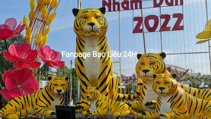 Dù đã được sửa lại nhưng những bức tượng Hổ này vẫn làm netizen bàn tán. Ảnh: Fanpage Bạc Liêu 24h