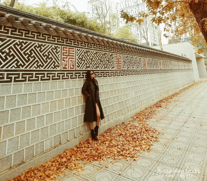 Nhiều bạn trẻ đã tìm tới đây để chụp ảnh sống ảo, ghi lại những khoảnh khắc đẹp bên cạnh hàng phong đã đổi màu lá. Ảnh: Le Hiep/ Hà Nội Riviu