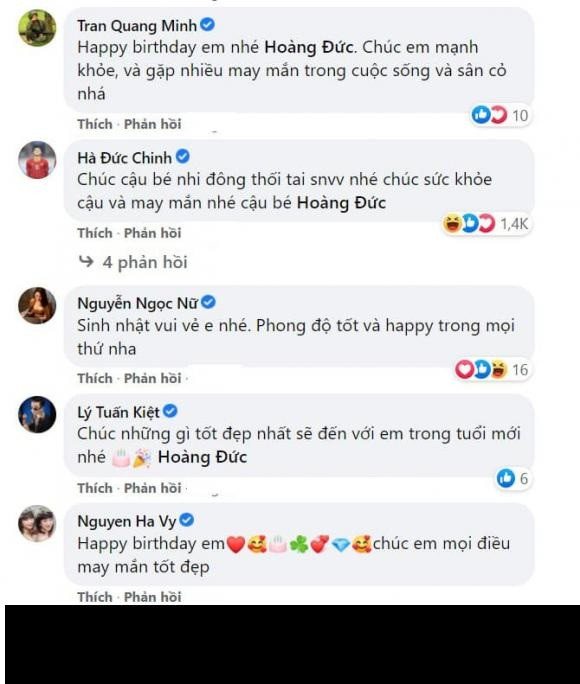 Dưới phần bình luận, nhiều bạn bè người thân đã gửi lời chúc mừng đến Hoàng Đức.