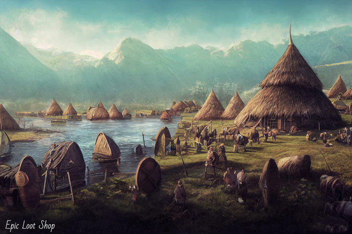 Các di tích khảo cổ học, như những ngôi làng Viking ở Iceland và Greenland, vẫn còn tồn tại đến ngày nay, chứng minh cho sự ảnh hưởng lâu dài của họ. (Ảnh: Epic Loot Shop)