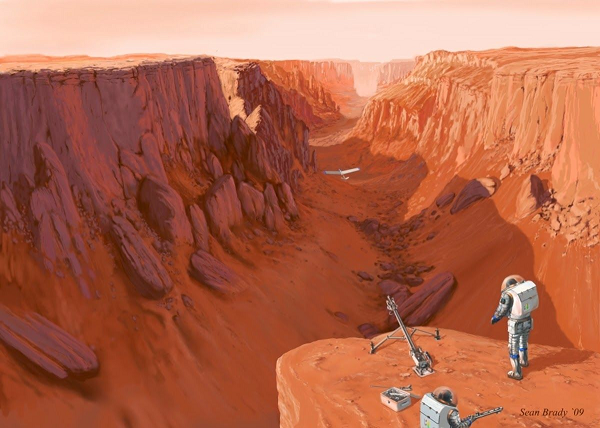 Valles Marineris cắt ngang qua sao Hỏa giống như Grand Canyon cắt ngang Mỹ dù kích thước chúng khác nhau. Sự khác biệt lớn giữa cả hai là Grand Canyon hình thành khi sông Colorado xói mòn đá, trong khi Valles Marineris được cho là xuất hiện do sự trôi dạt của các mảng kiến tạo.