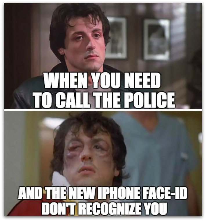 Tính năng nhận diện bằng gương mặt - faceID - của iPhone X cũng trở thành nguồn cảm hứng bất tận cho các "thánh chế ảnh". Trong trường hợp cần gọi cảnh sát mà chiếc iPhone mới không nhận ra khuôn mặt bạn, hậu quả có thể sẽ thế này.