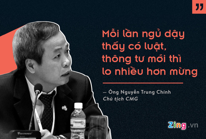 Chia sẻ khó khăn của doanh nghiệp với thủ tục hành chính, ông Nguyễn Trung Chính, Chủ tịch Tập đoàn CMG, cho biết thực tế mỗi lần ngủ dậy thấy có luật, thông tư mới thì lo nhiều hơn mừng.