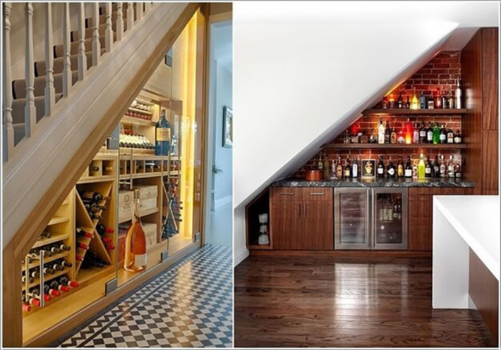 Tạo một tủ rượu vang hoặc bar nhỏ trong nhà.