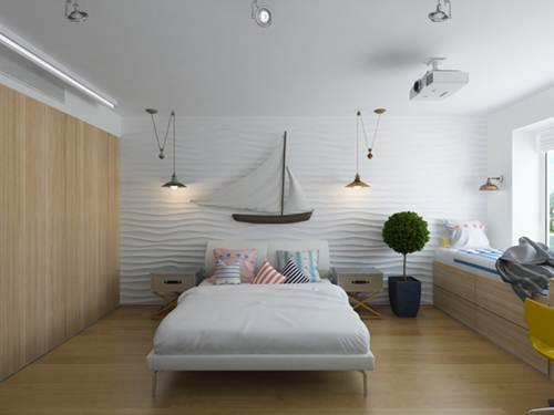 Đồ trang trí Những vật lưu niệm từ các chuyến đi biển như vỏ sò, vỏ ốc, mô hình tàu thủy, ván lướt sóng… cũng có thể trở thành những món đồ nhỏ xinh gợi lên ký ức về biển cho các thành viên trong gia đình. Hãy đặt chúng trên những chiếc kệ đính trên tường màu trắng, hay trên giá đỡ bằng gỗ được treo lên bằng dây thừng. Đó sẽ là ý tưởng rất tuyệt vời về cuộc sống nơi biển xanh.