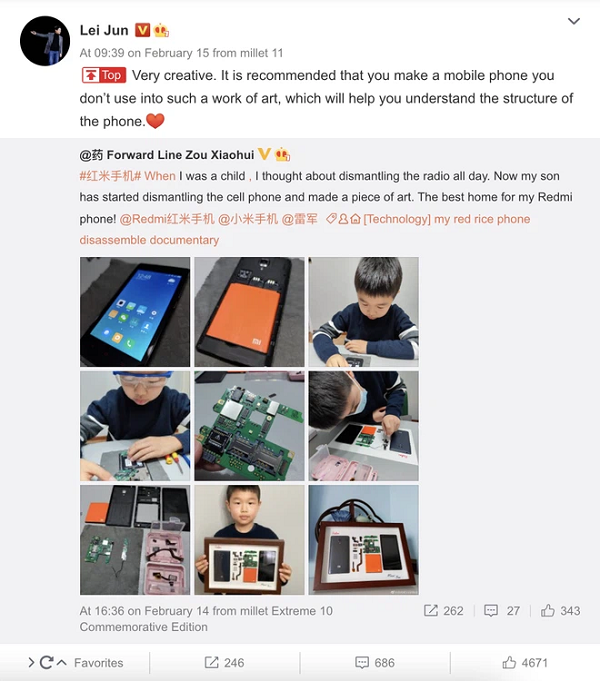 Bằng sự khéo léo và niềm yêu thích smartphone của mình, cậu bé đã tự tay tháo rời chiếc Redmi 1.
