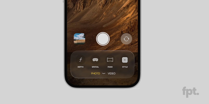 Ứng dụng camera trên iOS 19 được thiết kế lại, lấy cảm hứng từ giao diện visionOS trên kính Vision Pro. (Ảnh: Thanh niên Việt)