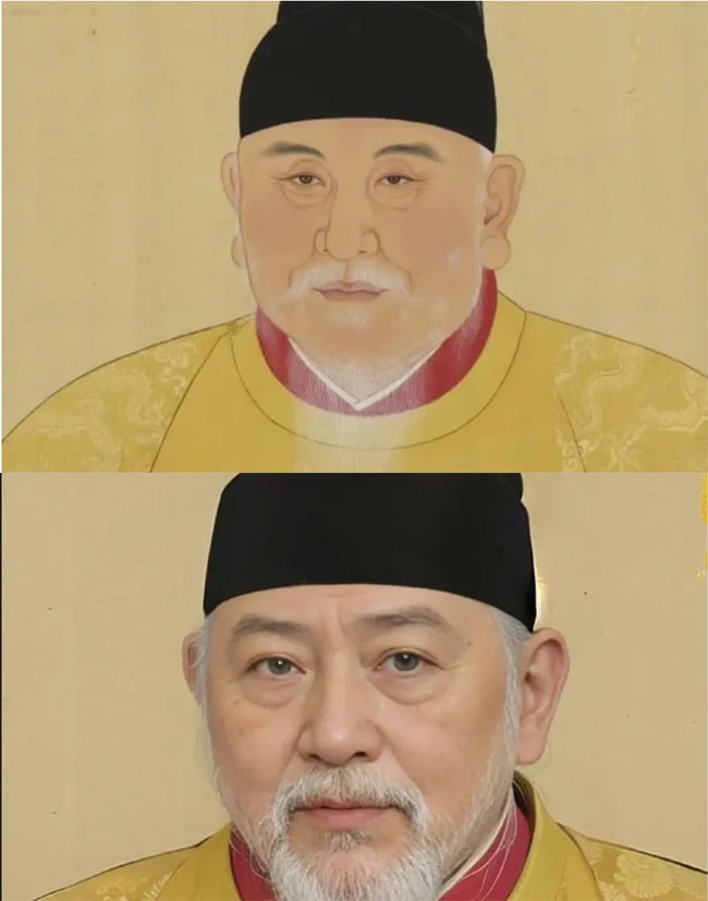 8. Chu Nguyên Chương: AI phục dựng Chu Nguyên Chương với vẻ mặt oai nghi, khác biệt hoàn toàn với hình ảnh xấu xí trong dã sử, cho thấy ông là một vị hoàng đế uy quyền.(Ảnh: Sohu)