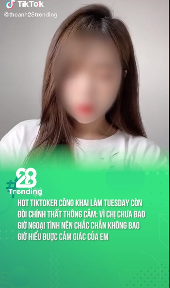 Thời gian gần đây cư dân mạng xôn xao với vụ việc một hot TikToker công khai làm tiểu tam, còn đòi chính thất thông cảm vì chưa ngoại tình bao giờ nên không hiểu được cảm giác của cô.