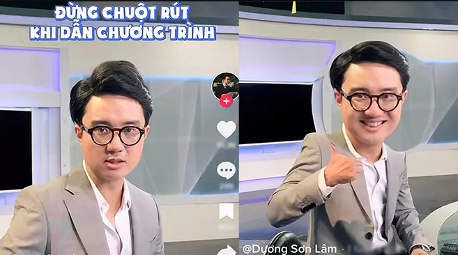 Mới đây, trên kênh TikTok, MC - BTV VTV Sơn Lâm đã đăng tải video về nỗi sợ của một MC khi lên sóng trực tiếp. Theo đó anh chàng tiết lộ điều người dẫn chương trình sợ nhất không phải nói vấp, mất điện hay quên kịch bản mà là bị chuột rút. Ảnh: Chụp màn hình