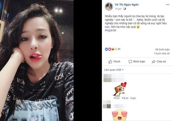 Bạn gái kém 16 tuổi của Lương Bằng Quang chiêm nghiệm: "Cuộc đời này là của mình, không ai sống hộ cho ai một giây nào hết, đừng sống như người ta nói”. Phát ngôn này của hot girl "ngực khủng" lập tức nhận được sự quan tâm.