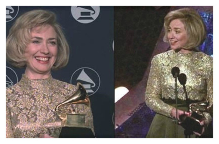 Năm 1997, bà vinh dự nhận giải Grammy cho phiên bản nói của cuốn sách “It Takes a Village” được bà viết năm 1996 hồi còn là Đệ nhất phu nhân nước Mỹ.