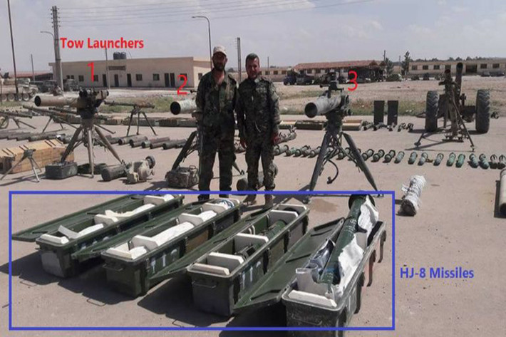 Đặc biệt hơn là trong số vũ khí của Jaysh al-Islam trao cho Quân đội Syria còn có cả các tên lửa chống tăng dẫn đường do Mỹ và Trung Quốc sản xuất gồm TOW và HJ-8, tất cả chúng đều trong tình trạng có thể sử dụng. Ảnh: SANA.