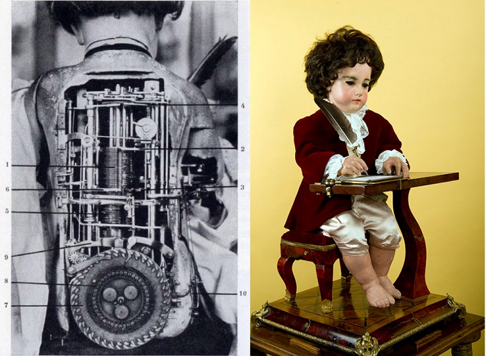 “The Draftsman” có thể dùng bút vẽ bốn bức tranh, trong đó có một bức chân dung của Vua Louis XV; trong khi đó “The Musician” có thể chơi năm bài hát khác nhau trên một cây đàn organ đầy đủ chức năng. Mỗi con mắt của robot sẽ chuyển động để theo dõi hành động của chúng, và “The Musician” cũng được thiết kế để lồng ngực của cô ấy khi cô ấy “thở” và cúi đầu giữa các giai điệu.