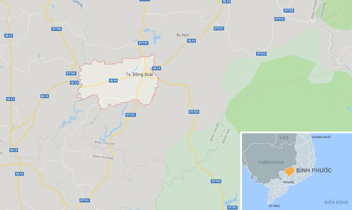 TP Đồng Xoài, tỉnh Bình Phước. Ảnh: Google Maps.