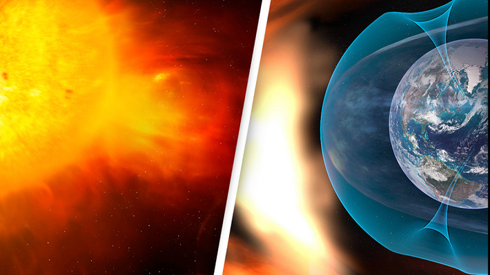 Đài quan sát Động lực học Mặt trời của Cơ quan Hàng không Vũ trụ Mỹ (NASA) đã chụp được các vụ phun trào từ vết đen Mặt trời – một vùng tối nhiệt độ thấp hơn so với các phần khác của bề mặt Mặt trời – lần lượt phóng ra các dòng plasma sáng chói lóa. Nhiều khả năng, đây chính là “thủ phạm” gửi sóng xung kích về phía Trái đất.