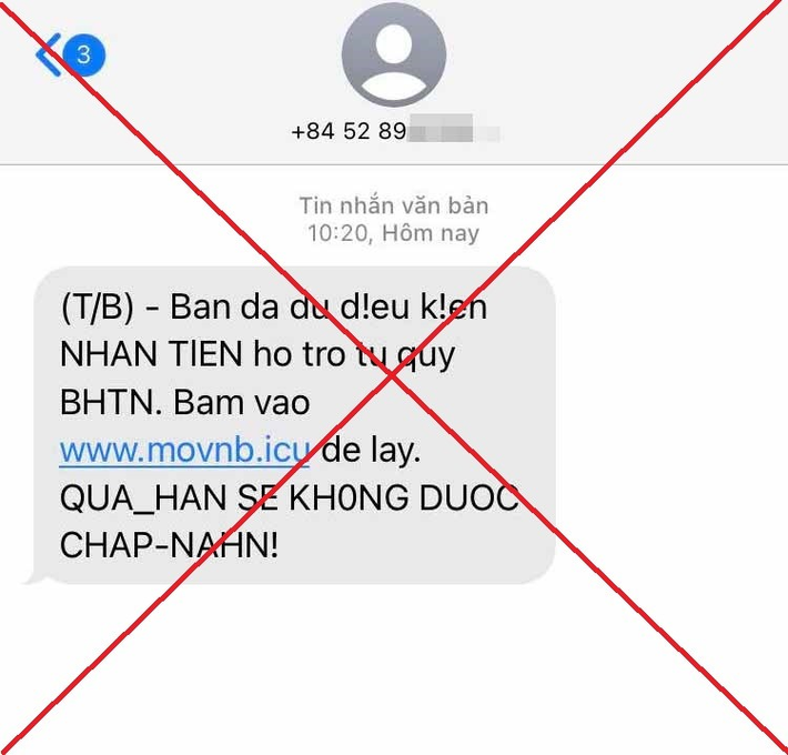 7. Tin nhắn chứa đường link lạ: Các đường link giả mạo có thể dẫn bạn đến trang web lừa đảo hoặc chứa phần mềm độc hại đánh cắp thông tin. Nếu không chắc chắn về nguồn gốc, đừng mở và hãy xóa ngay. (Ảnh: Báo Lao động)