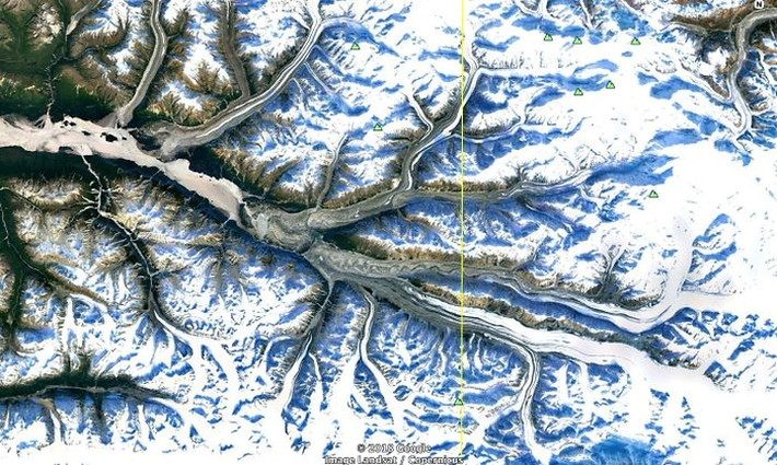 Những nhánh sông băng ở Đông Nam Alaska.