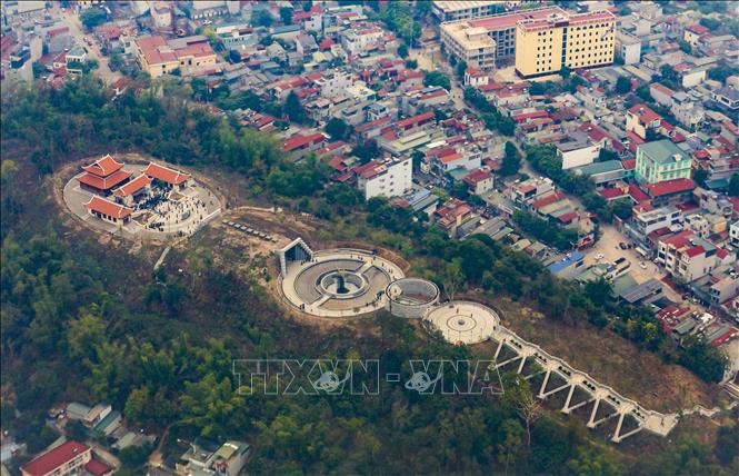 Toàn cảnh Đền thờ Liệt sĩ Chiến trường Điện Biên Phủ được khánh thành vào năm 2022.