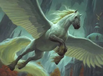 Trong thần thoại Hy Lạp, thiên mã Pegasus là con ngựa thần có cánh như chim đại bàng, lông trắng muốt, một chiếc sừng nhọn mọc giữa trán. Nó là con của thần biển Poseidon và nữ quỷ Medusa.