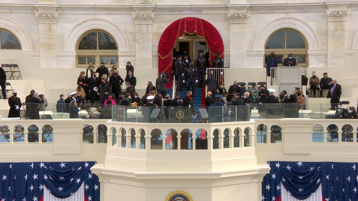Lễ đài nơi diễn ra nghi thức tuyên thệ của tân Tổng thống Joe Biden.