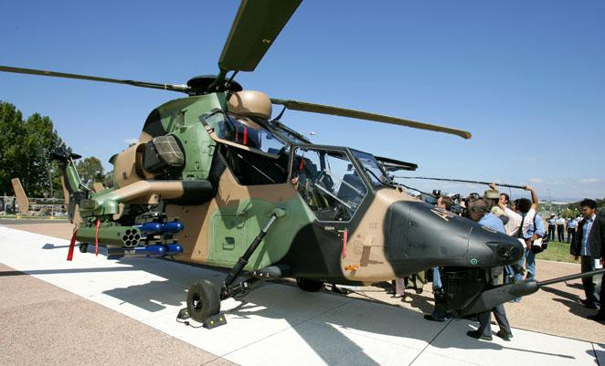 Trực thăng Tiger được trang bị các loại vũ khí như tên lửa chống tăng AGM-114 Hellfire (1), tên lửa chống tăng PARS3-LR (2), tên lửa đối không Mistral (3), Rocket 70 mm Hydra (4), Rocket 68 mm SNEB (5).