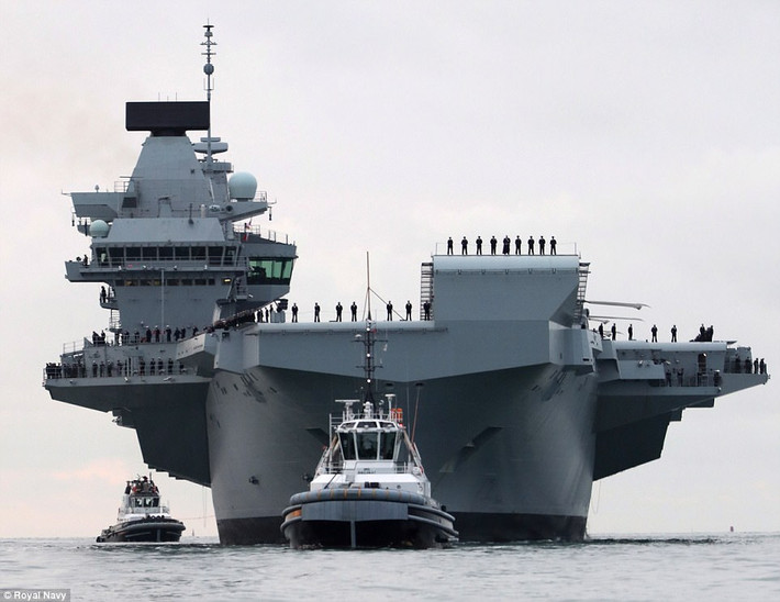 Dù có kinh phí đóng mới lên tới hơn 4 tỷ USD, tuy nhiên tàu sân bay HMS Queen Elizabeth của Anh vẫn sử dụng thiết kế cầu nhảy kiểu cũ.