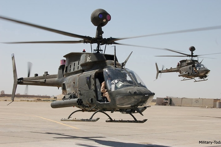 OH-58D có thể trang bị súng máy 12,7mm, tên lửa chống tăng Hellfire, và cả tên lửa không đối không Stinger.
