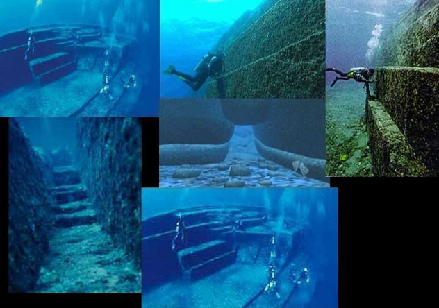 Khu tưởng niệm Yonaguni (Nhật Bản): Từ khi được phát hiện vào năm 1987, khu tưởng niệm Yonaguni đã gây nhiều tranh cãi trong giới khoa học và khảo cổ. Nhiều người tin rằng khu vực này là tự nhiên, nhưng được con người cải tạo, như địa hình ở Sacsayhuaman, vào khoảng 10.000 năm trước Công Nguyên. Số khác lại cho rằng toàn bộ là tự nhiên, những hình vẽ hay khắc trên bề mặt là vết xước do va chạm. Các đặc điểm của Yonaguni giống nhiều khu sa thạch trên thế giới, nhưng mật độ tập trung cao như vậy ở một khu vực gần như là không thể. Ảnh: Listverse.