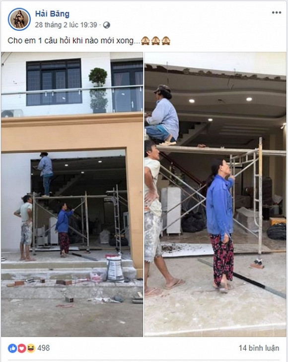 Hải Băng từng đăng ảnh nhà mới mua trong quá trình xây lại khá bề bộn.