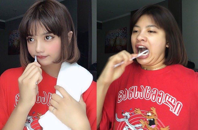 Dù biểu cảm "khó đỡ" trong những khung hình "thực tế" song nữ blogger vẫn được không ít dân mạng khen dễ thương, xinh xắn.