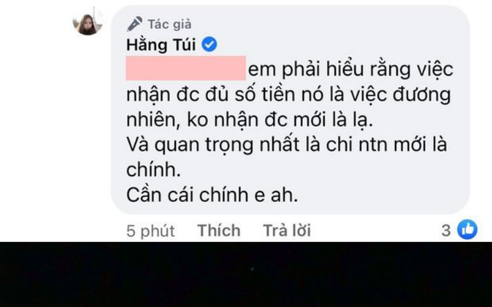 Bản thân hot mom Hằng Túi khẳng định tài khoản Thuỷ Tiên nhận được tiền là chuyện hiển nhiên.