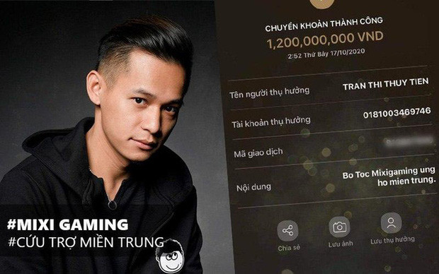 Hay vào tháng 10/2020, Độ Mixi và Bộ tộc cũng đã quyên góp 1,2 tỷ đồng vào tài khoản của ca sĩ Thủy Tiên để ủng hộ đồng bào lũ lụt miền Trung.