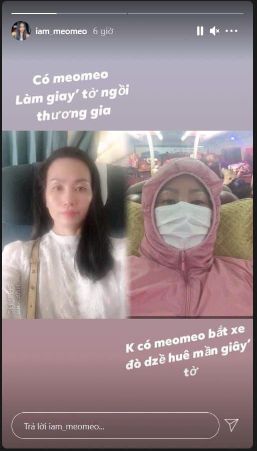 Trước đó hot girl Meo Meo cũng hài hước đăng ảnh về sự khác biệt của "bà vú" khi có mình và không có mình: "Có Meo Meo, làm giấy tờ ngồi thương gia. Không có Meo Meo bắt xe đò về quê "mần" (làm) giấy tờ".