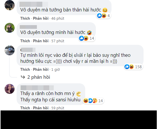 Tuy nhiên những gì mà Huỳnh Anh chia sẻ lại không nhận về sự ủng hộ, trái lại càng khiến cư dân mạng khó hiểu và phẫn nộ hơn. Dưới bài đăng một loạt bình luận "ném đá" xuất hiện như: "Tự mình lôi người yêu cũ vào rồi lại bảo suy nghĩ theo hướng tiêu cực", "Vô duyên lại tưởng mình hài hước",...