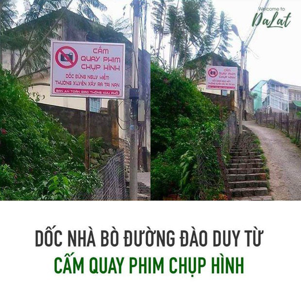 Tháng 4/2019, dốc Nhà Bò từng treo biển cấm quay phim, chụp hình để hạn chế xảy ra tai nạn.