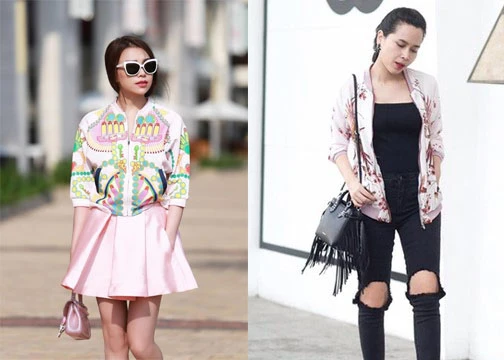 Sao Việt sành điệu với loạt áo bomber họa tiết lạ