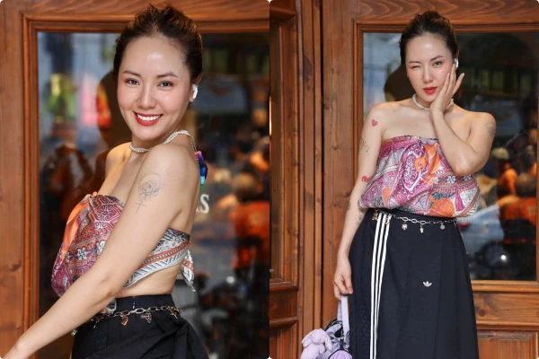 Phương Linh quyến rũ với mốt quấn khăn thành áo