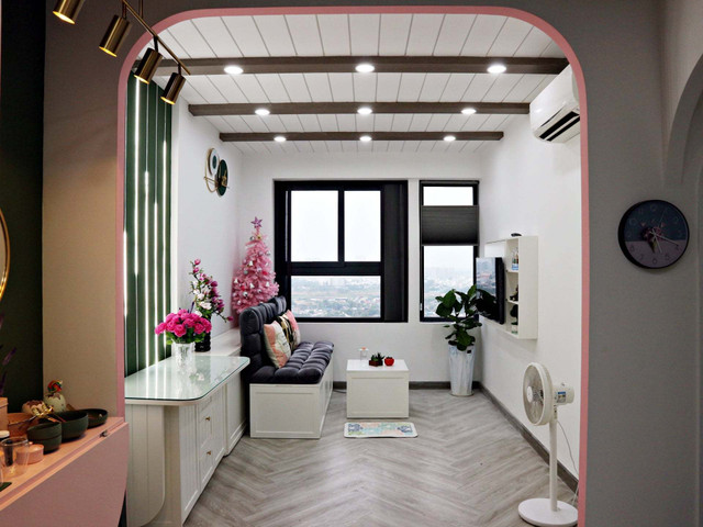 Căn hộ búp bê của nữ gia chủ yêu màu xanh và hồng, dùng thùng gỗ làm giường - Hình 11 Can ho bup be cua nu gia chu yeu mau xanh va hong, dung thung go lam giuong-Hinh-11