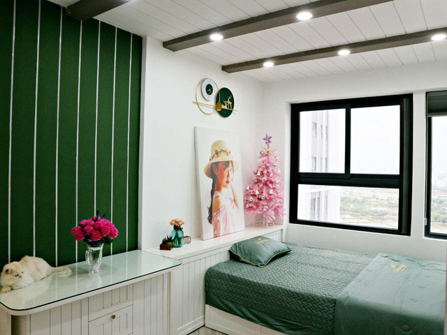 Căn hộ búp bê của nữ gia chủ yêu màu xanh và hồng, dùng thùng gỗ làm giường - Hình 14 Can ho bup be cua nu gia chu yeu mau xanh va hong, dung thung go lam giuong-Hinh-14