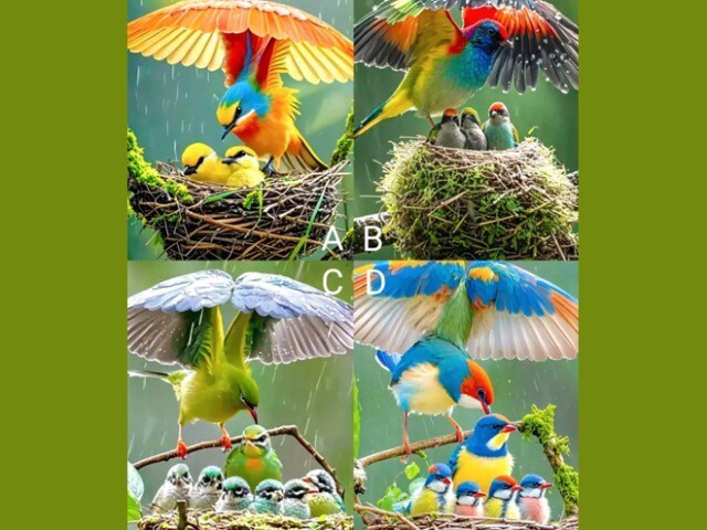 Trắc nghiệm tâm lý: Chọn một bức tranh gia đình nhà chim theo trực giác