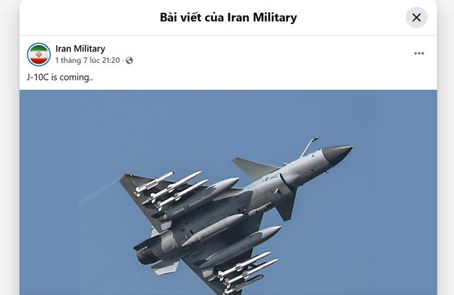 Bài viết của trang Iran Military trên mạng xã hội, thông báo thỏa thuận mua chiến đấu cơ J-10C đã hoàn tất. epiqvision-mini-01.jpg