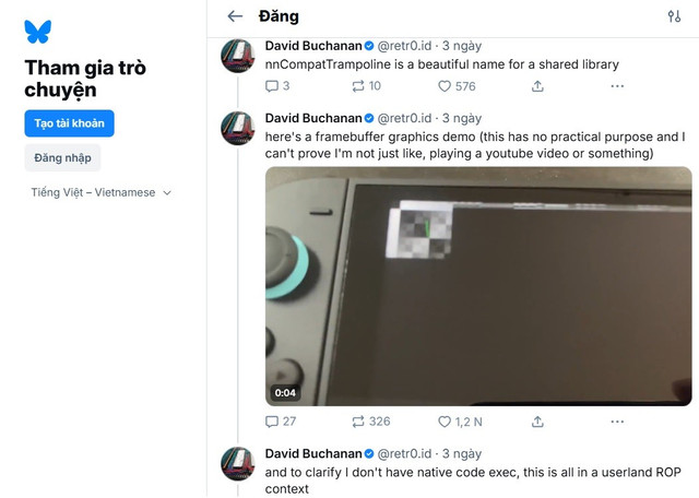 David Buchanan chia sẻ việc khai thác lỗ hổng bảo mật trên Nintendo Switch 2. Ảnh: Tuệ Minh switch-2.jpg