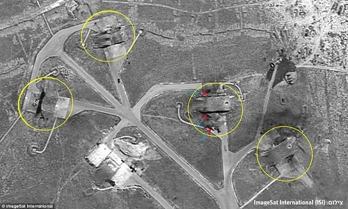Ảnh vệ tinh chụp căn cứ không quân Syria bị Mỹ phá hủy