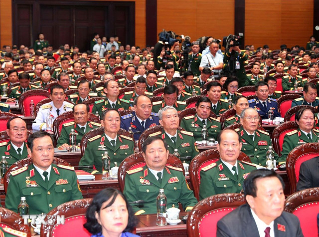 Các đại biểu dự đại hội. Ảnh: TTXVN. khai-mac-trong-the-dai-hoi-dai-bieu-dang-bo-quan-doi-nhiem-ky-2025-2030-4.jpg